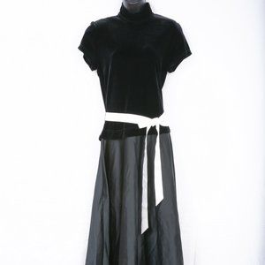 Cache Black Velvet Long Formal Dress & Sash 14